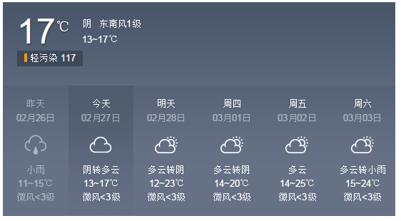 一周天气预报及最新天气动态查询